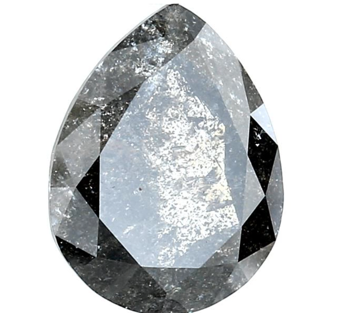 Salt and Pepper Diamond, 5.17 Ct Natural Gray Color Pear Cut Loose Diamond for Engagement Ring