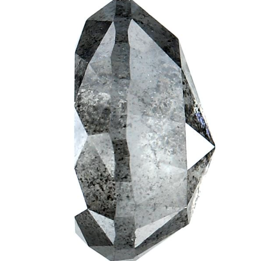 Salt and Pepper Diamond, 3.36 Ct Natural Gray Color Pear Cut Loose Diamonds for Engagement Ring