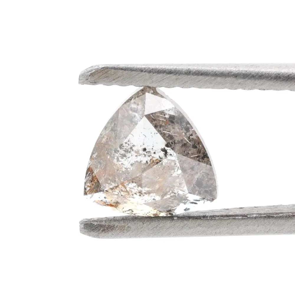 0.91 Ct Salt and Pepper Diamond, Natural Gray Trillion Loose Diamonds for Engagement Ring