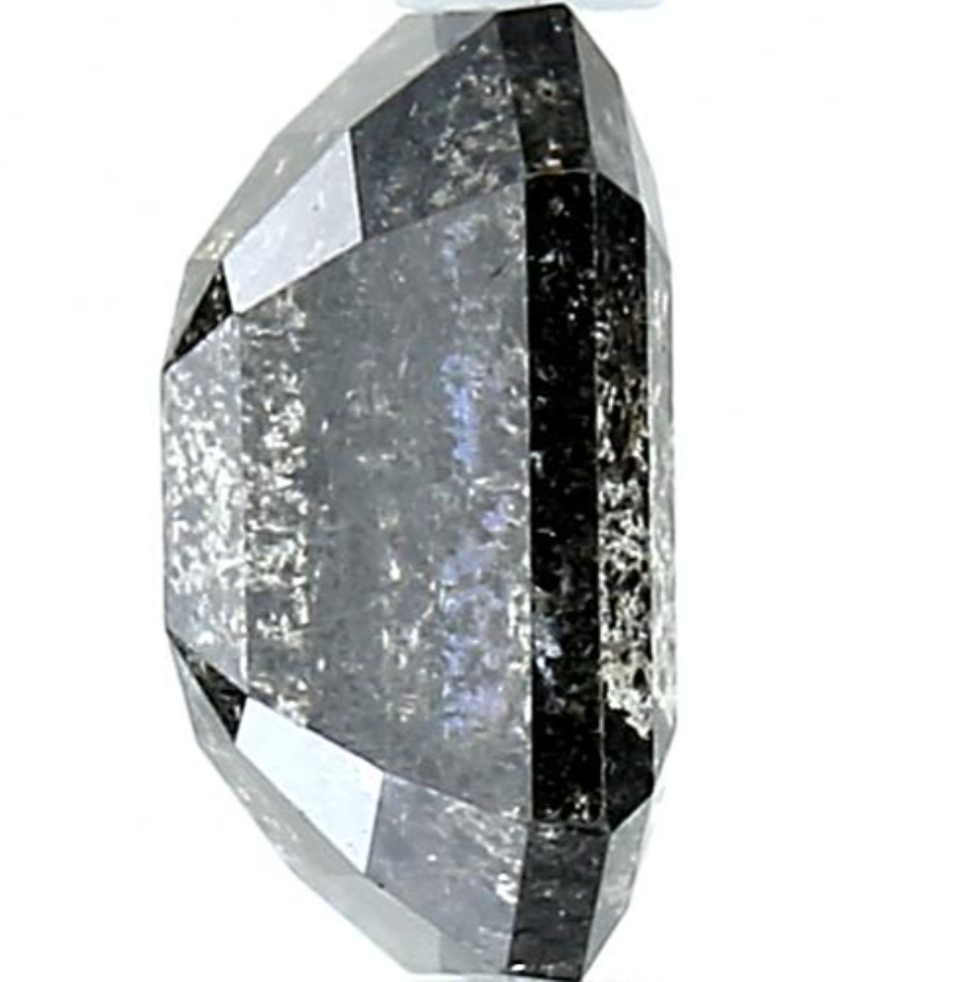 1.69 Ct Natural Salt and Pepper Diamond | Emerald Grey Galaxy Diamond for Custom Engagement Ring | Gray Earth Mined Unique Gift for Her