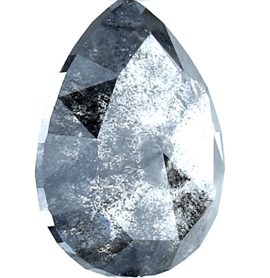 Salt and Pepper Diamond, 2.45 Ct Natural Gray Color Pear Cut Loose Diamonds for Engagement Ring