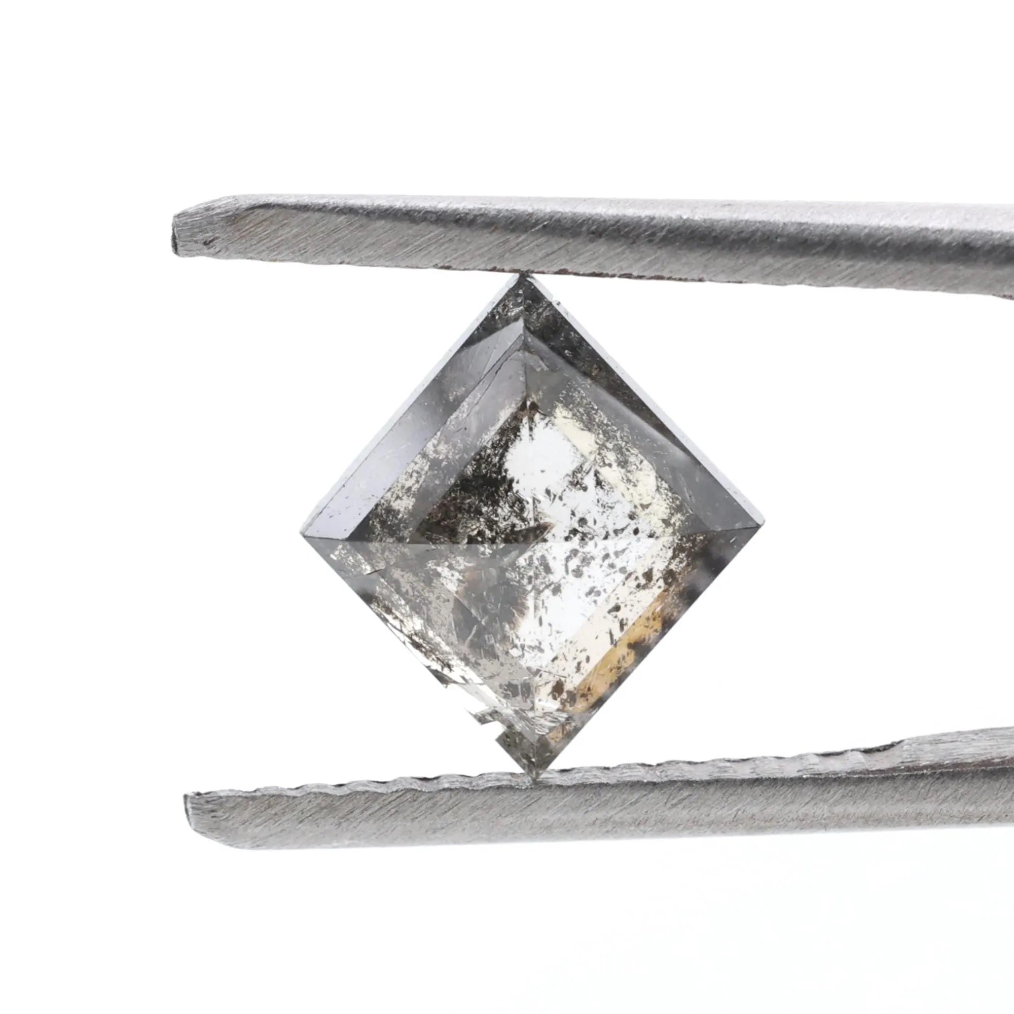 1.27 Carat Salt and Pepper Diamond, Natural Gray Square Loose Diamonds for Minimalist Engagement Ring