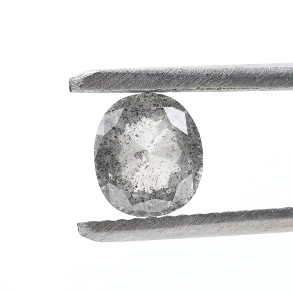 0.97 Ct Salt and Pepper Diamond, Natural Gray Smokey Oval Loose Diamonds for Minimalist Engagement Ring