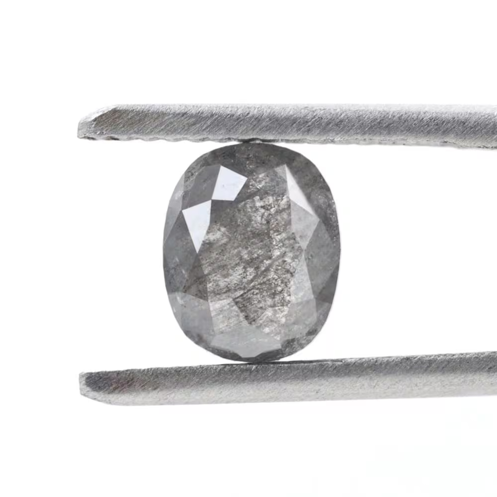 1.23 Ct Salt and Pepper Diamond, Natural Gray Smokey Oval Loose Diamonds for Minimalist Engagement Ring