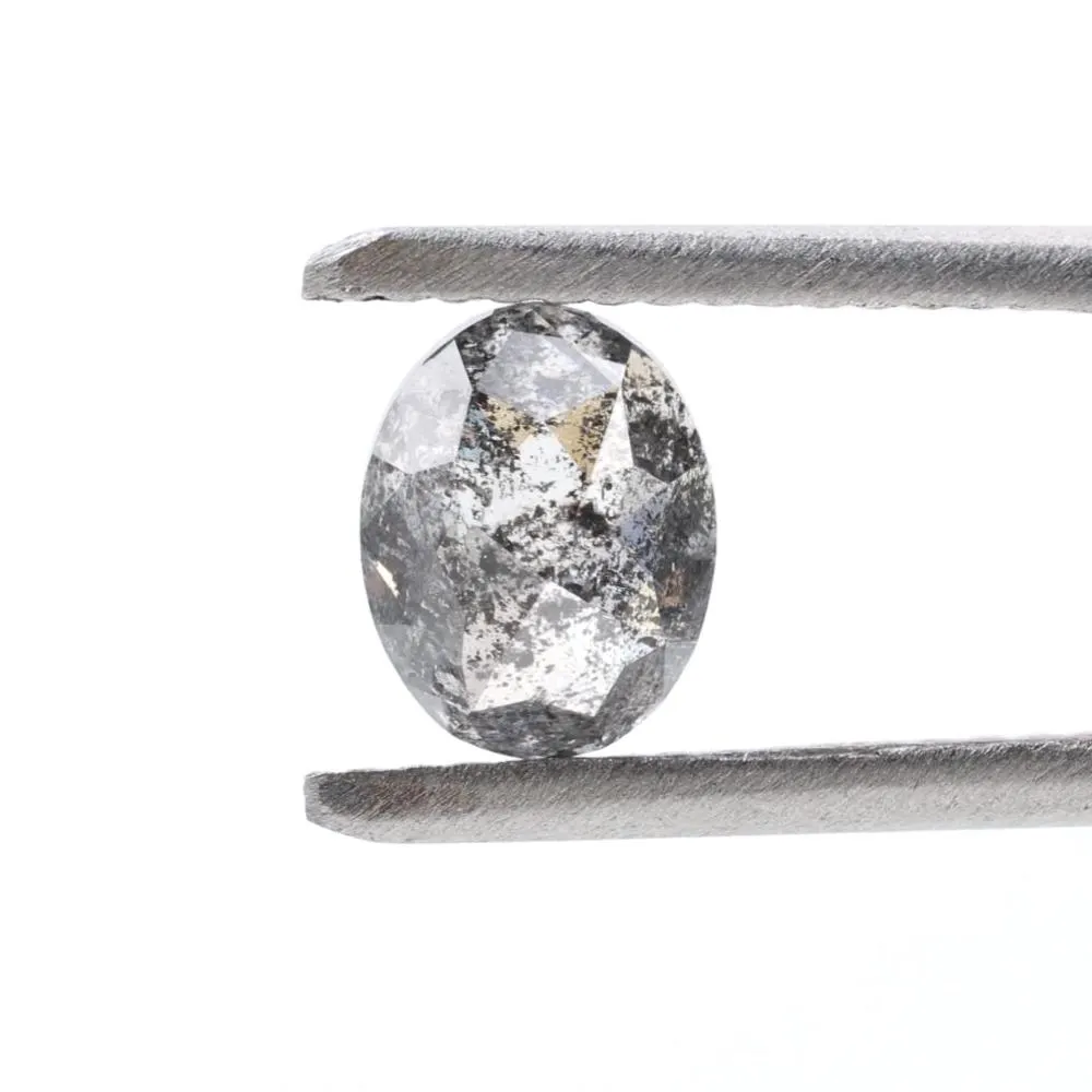 1.23 Ct Salt and Pepper Diamond, Natural Gray Oval Cut Loose Diamonds for Minimalist Engagement Ring