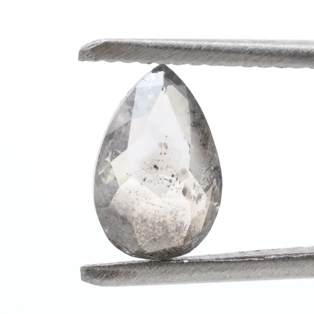 1.51 Ct Salt and Pepper Diamond, Natural Gray Color Pear Cut Loose Diamonds for Engagement Ring