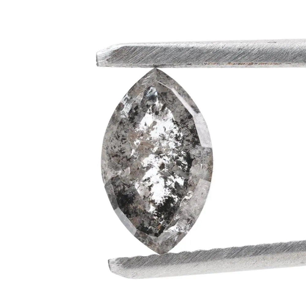 1.25 Carat Salt and Pepper Diamond, Natural Gray Color Marquise Loose Diamond for Engagement Ring