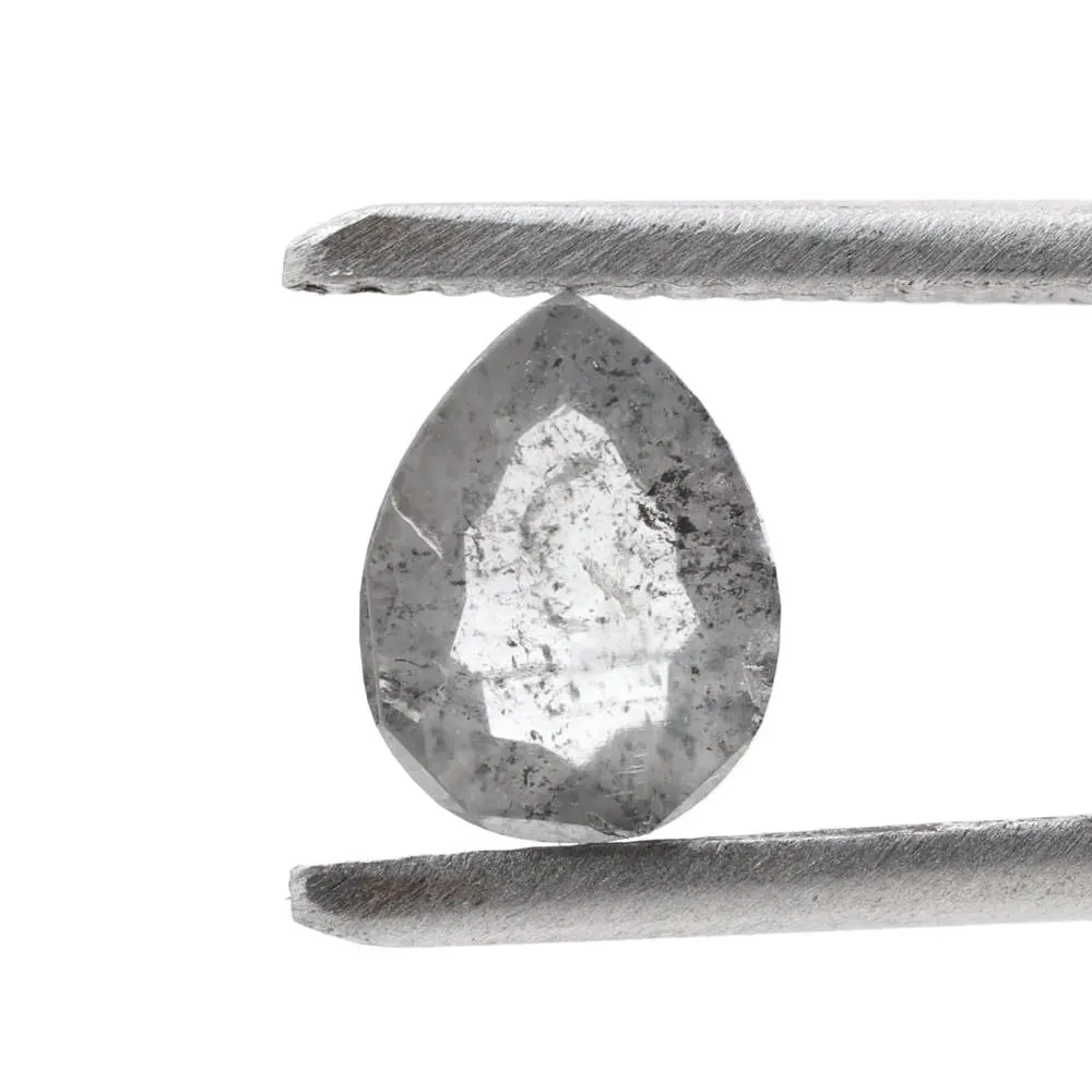 1.10 Ct Salt and Pepper Diamond, Natural Smokey Gray Color Pear Cut Loose Diamonds for Engagement Ring