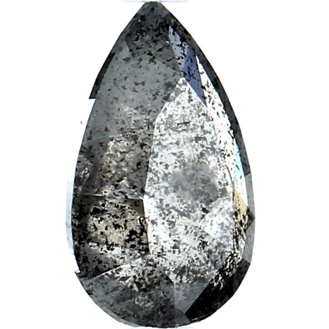 Salt and Pepper Diamond, 1.18 Ct Natural Gray Color Pear Cut Loose Diamonds for Engagement Ring