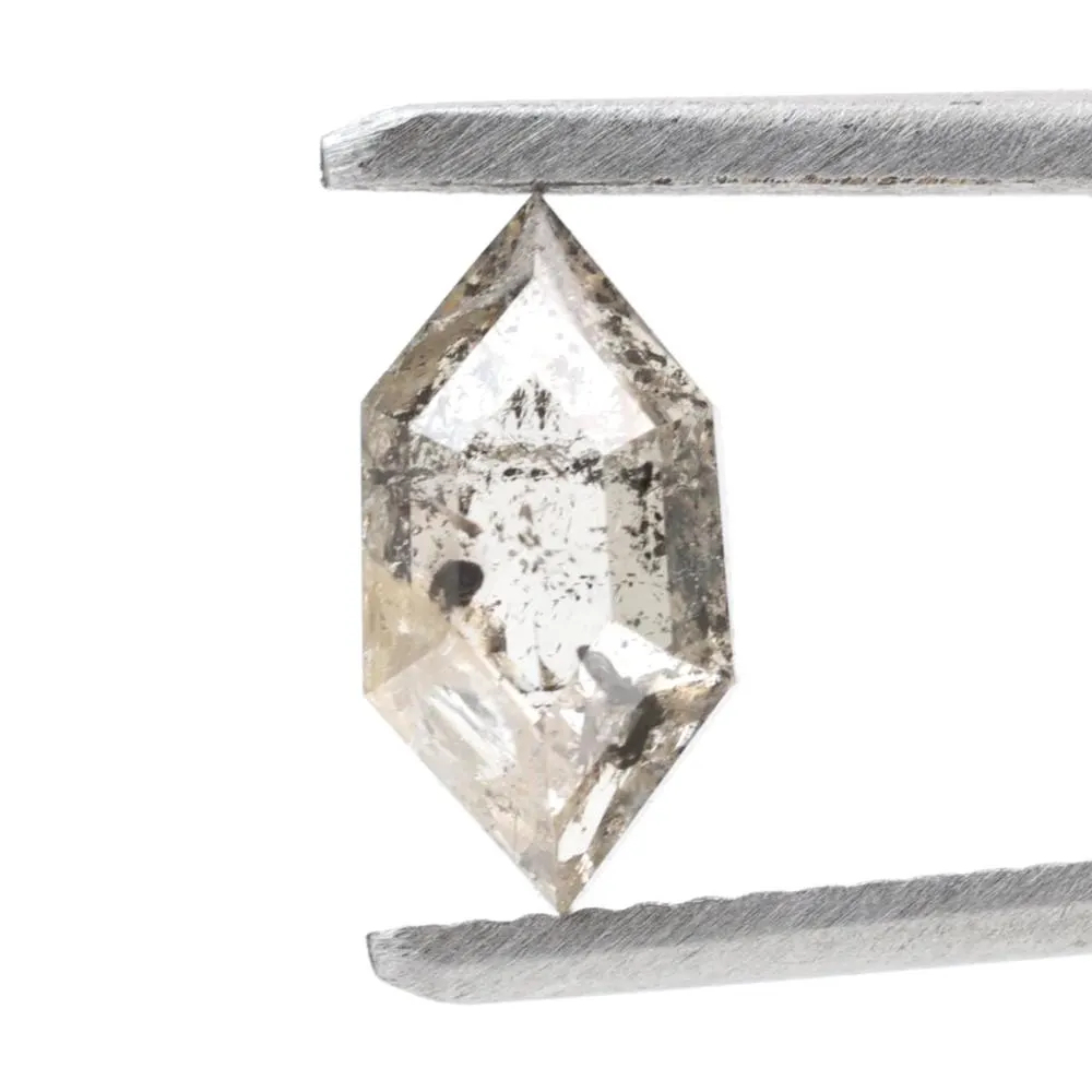 0.55 Ct Salt and Pepper Diamond, Natural Gray Hexagon Cut Loose Diamonds for Engagement Ring