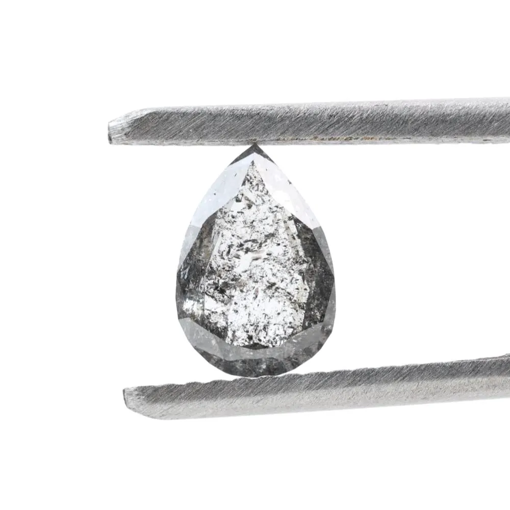 0.68 Ct Salt and Pepper Diamond, Natural Gray Color Pear Cut Loose Diamonds for Engagement Ring