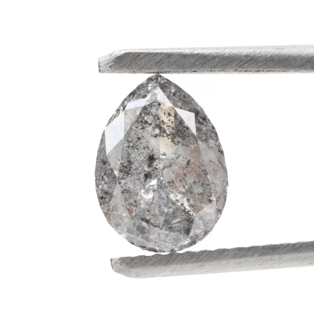 1.93 Ct Salt and Pepper Diamond, Natural Gray Color Pear Cut Loose Diamonds for Engagement Ring
