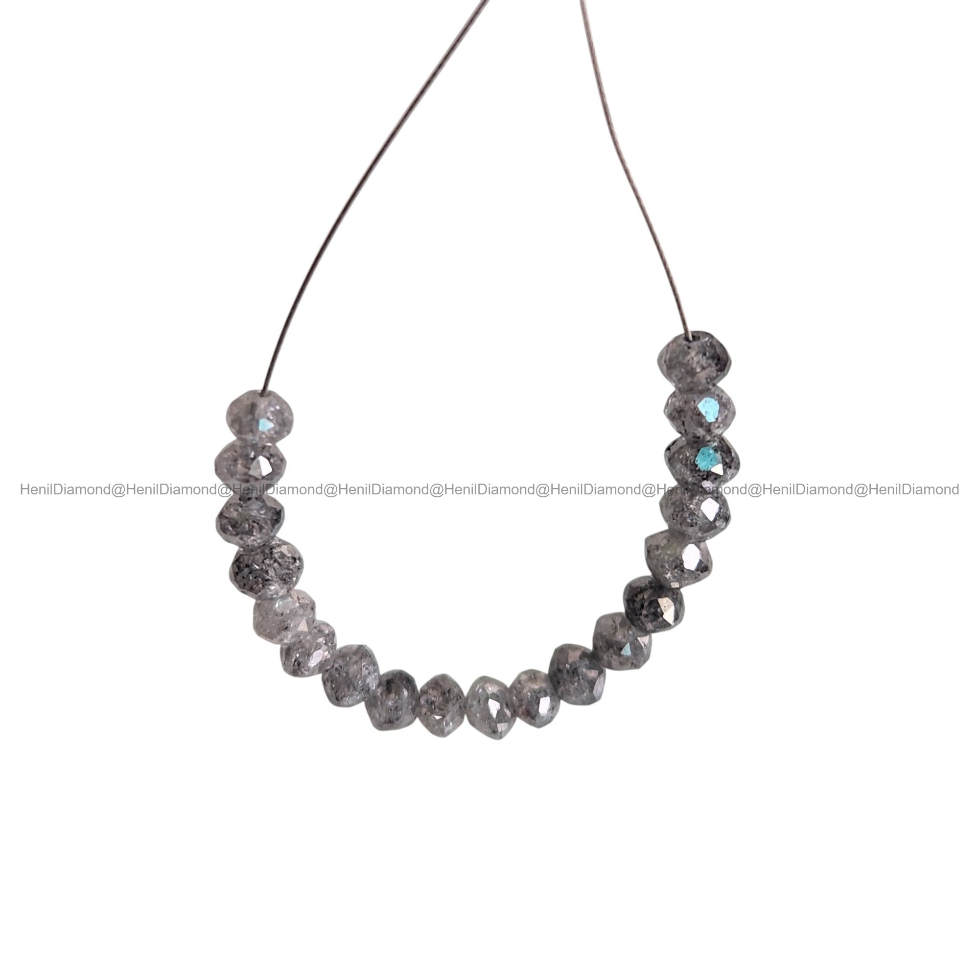1.00 Carat Natural Gray Faceted Round Diamond Beads with Drilled Hole | 2.00-3.00 MM Loose Diamonds for Jewelry Making