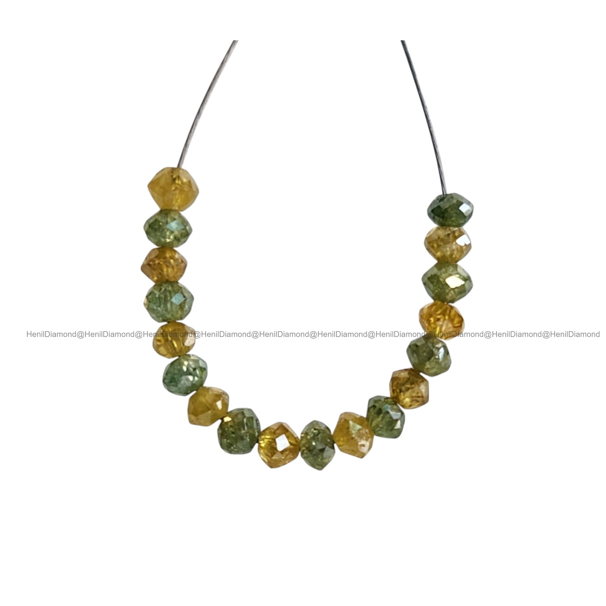 1.03 Ct Lot 1.50 to 2.00 MM Fancy Yellow Green Color Polished Round Loose Diamonds Beads wt Drilled Hole for String