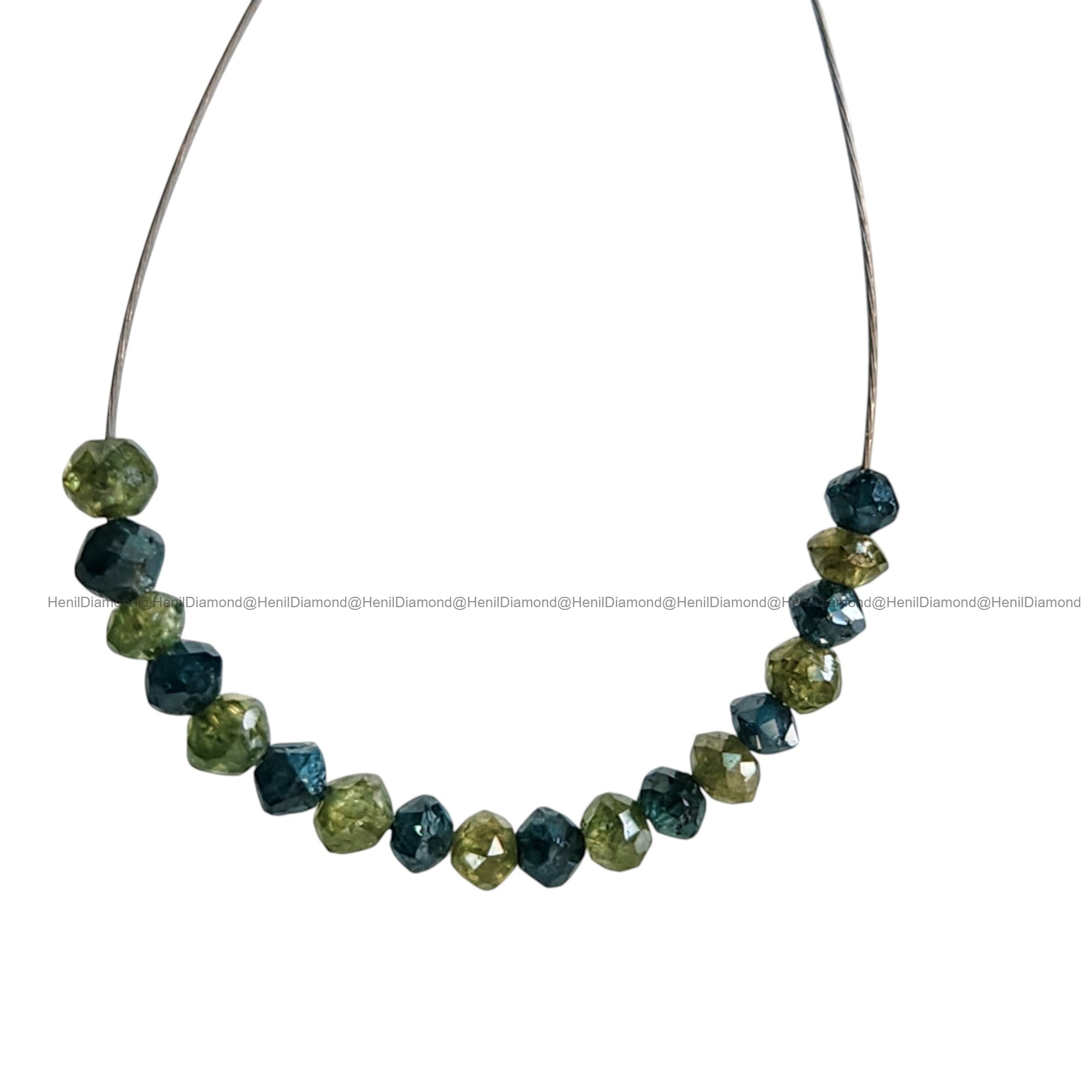 1.06 Ct Lot 1.50 to 2.00 MM Natural Green Blue Polished Round Loose Diamonds Beads wt Drilled Hole for Strand