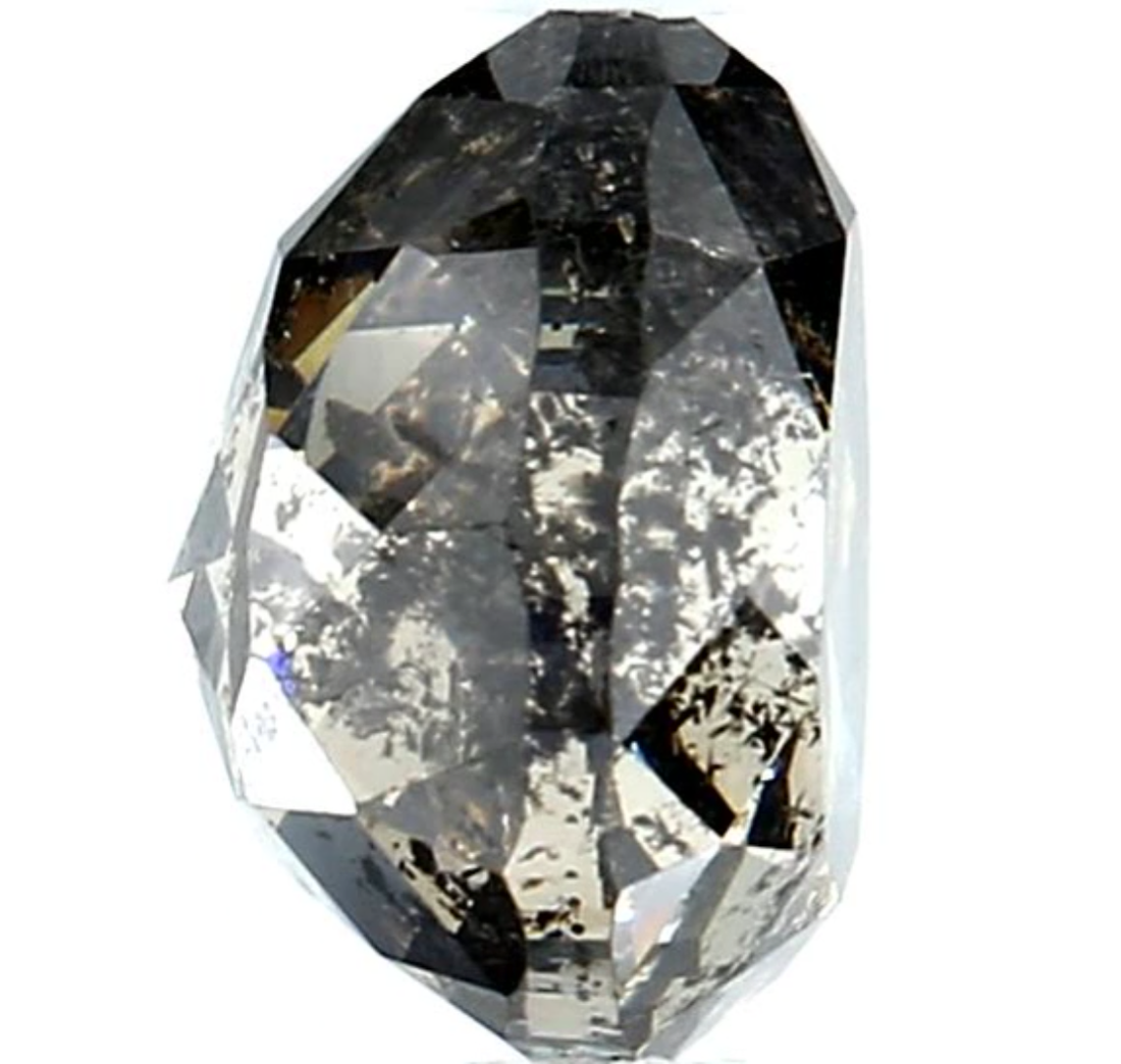 1.51 Ct Salt and Pepper Diamond, Natural Gray Color Pear Cut Loose Diamonds for Engagement Ring