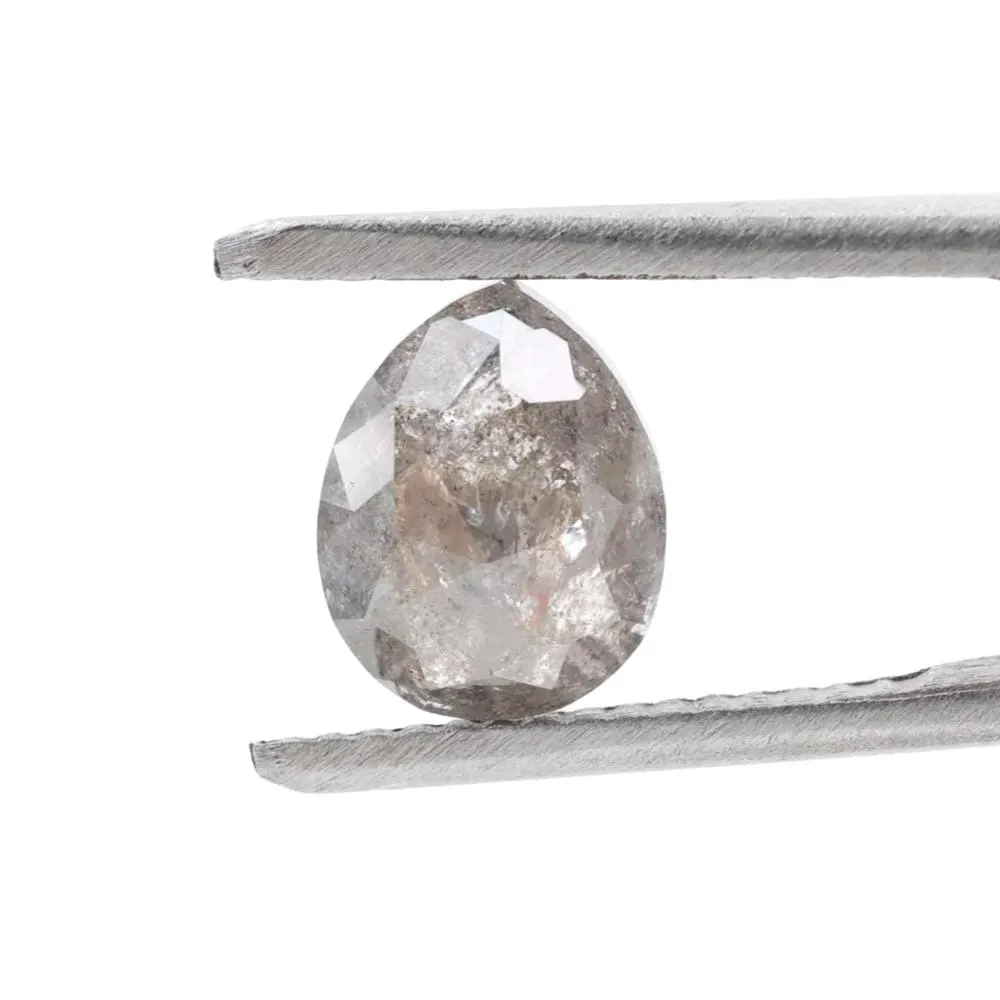 1.68 Ct Salt and Pepper Diamond, Natural Gray Color Pear Cut Loose Diamonds for Engagement Ring
