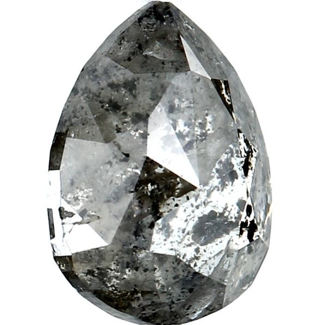 Salt and Pepper Diamond, 2.92 Ct Natural Gray Color Pear Cut Loose Diamonds for Engagement Ring