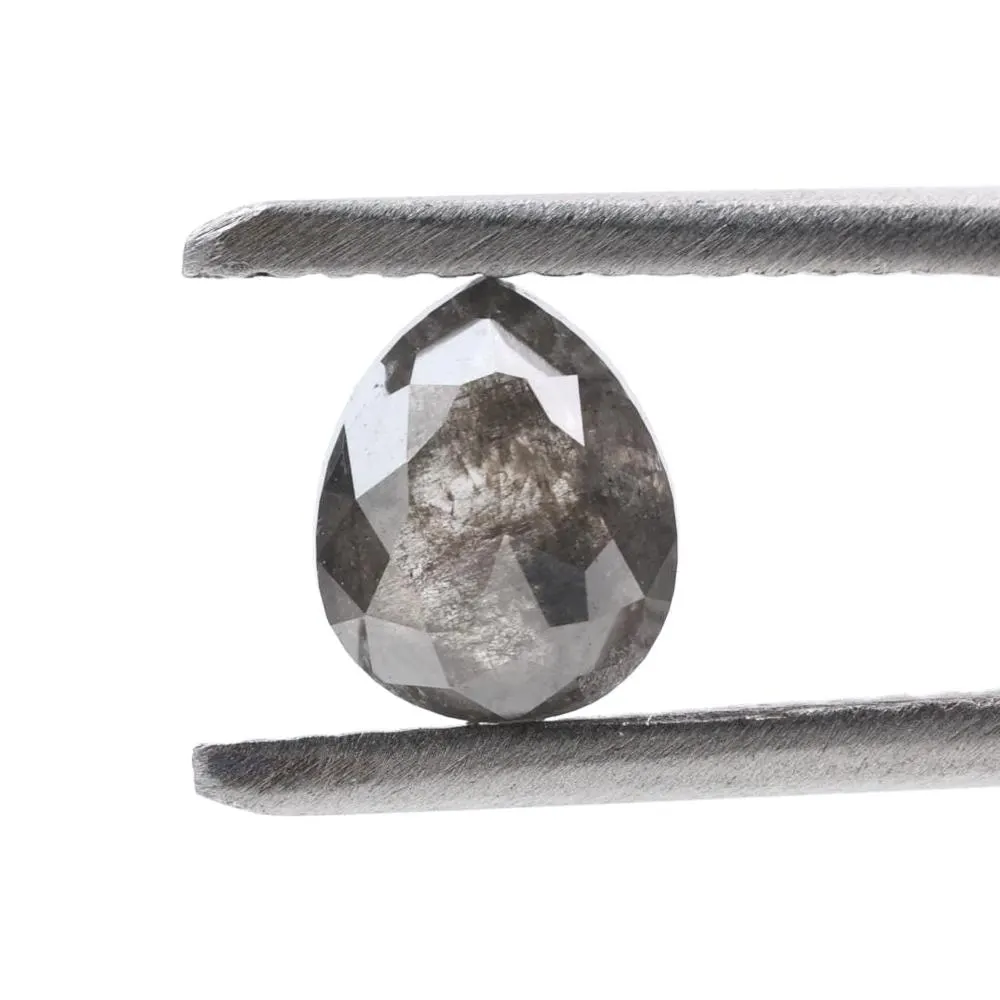 0.87 Ct Salt and Pepper Diamond, Natural Smokey Gray Color Pear Cut Loose Diamonds for Engagement Ring