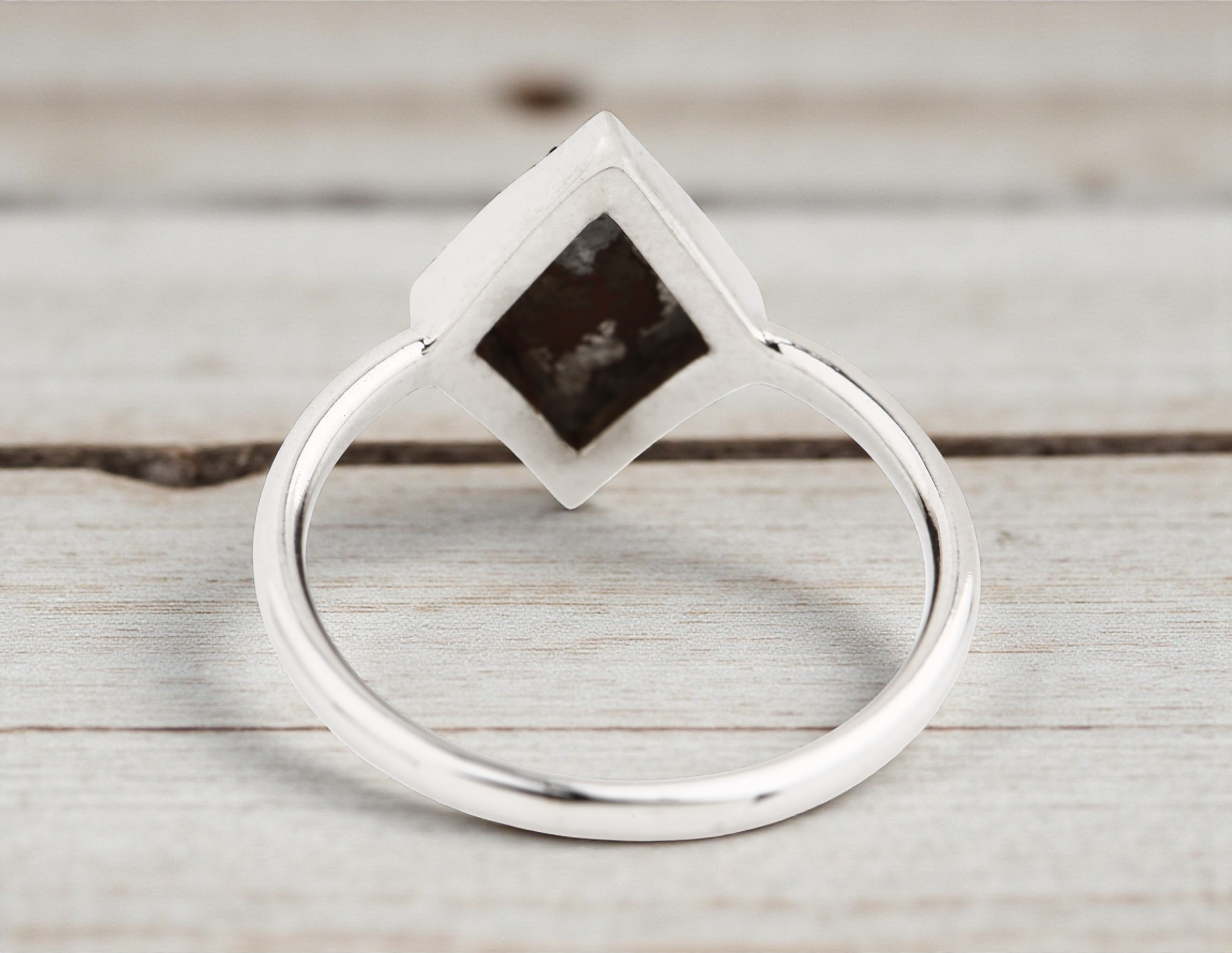 Salt and Pepper Diamond Ring, 14K Gold Engagement Bezel Ring, Natural Gray Kite Diamond Ring, Gift for Women