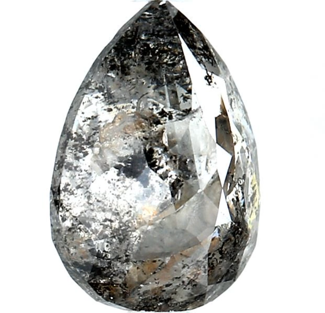 Salt and Pepper Diamond, 2.29 Ct Natural Gray Color Pear Cut Loose Diamonds for Engagement Ring