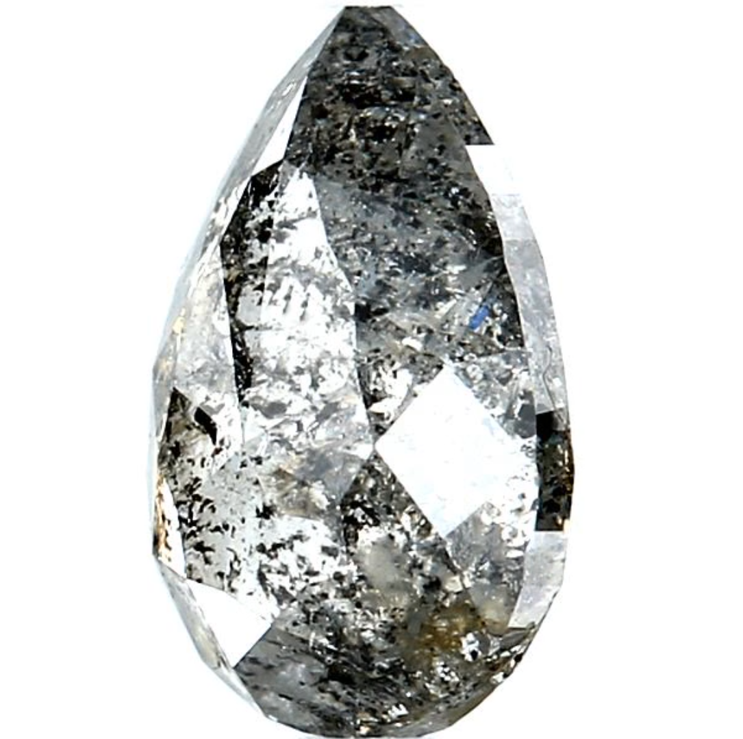2.06 Ct Salt and Pepper Diamond, Natural Gray Color Pear Cut Loose Diamonds for Engagement Ring