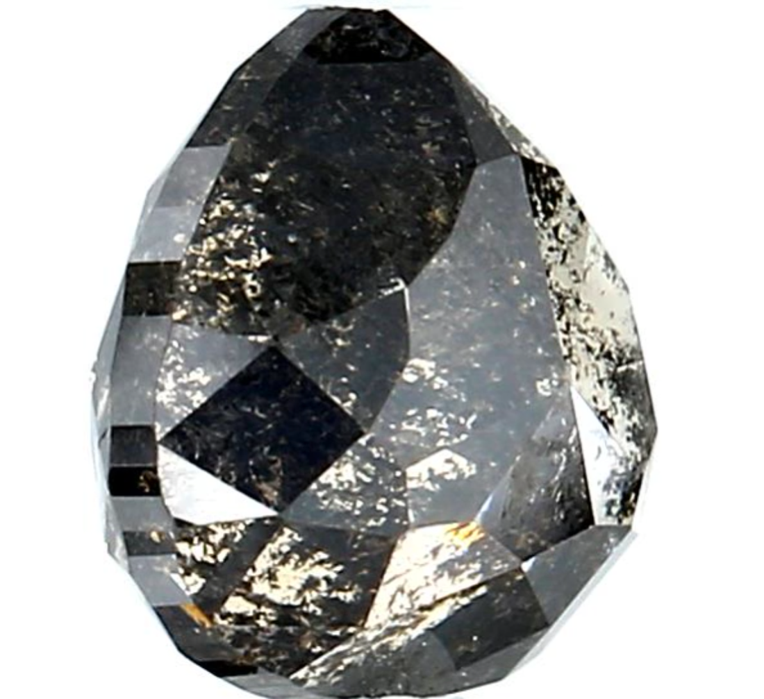 1.51 Ct Salt and Pepper Diamond, Natural Gray Color Pear Cut Loose Diamonds for Engagement Ring