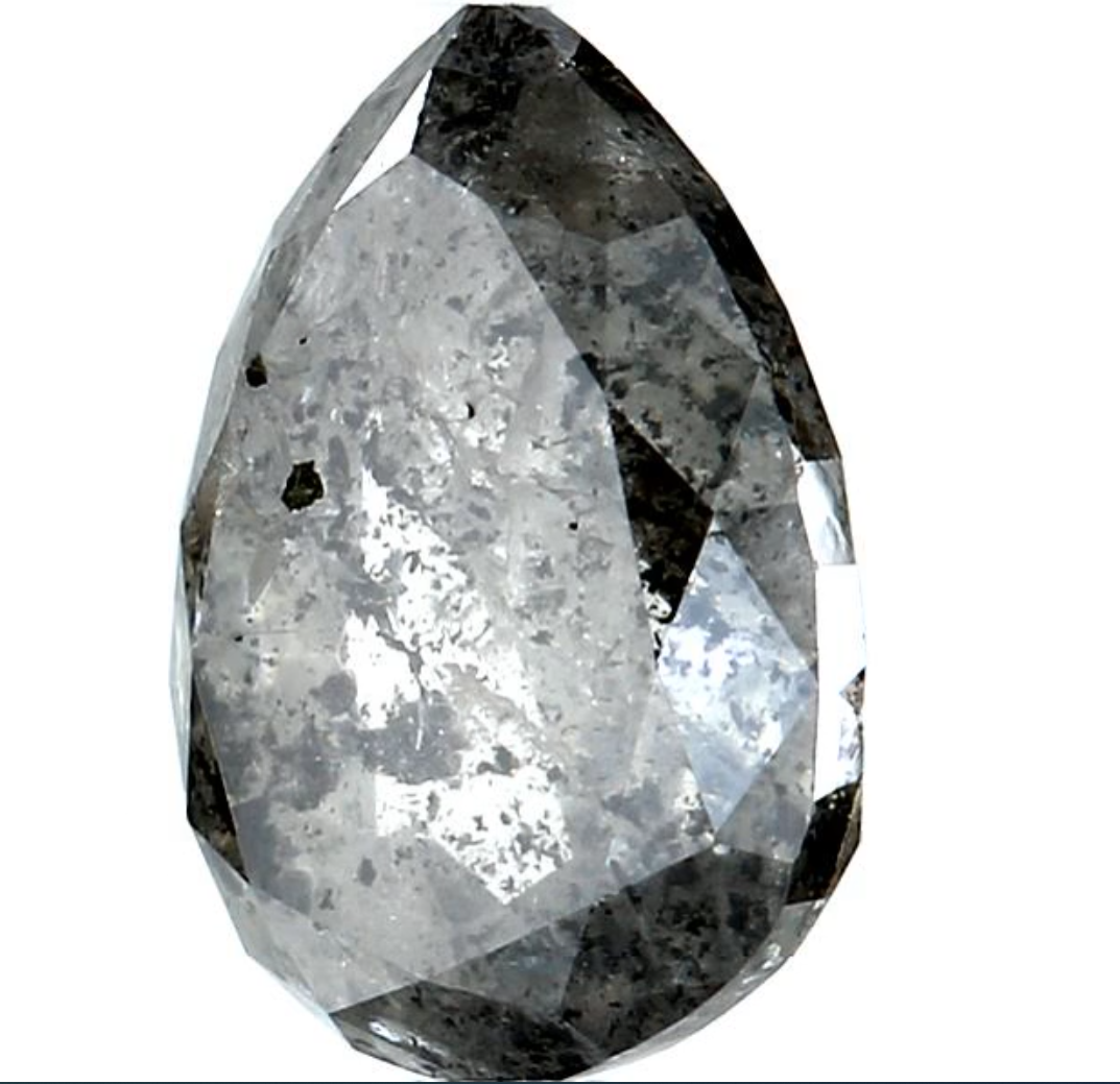 Salt and Pepper Diamond, 2.92 Ct Natural Gray Color Pear Cut Loose Diamonds for Engagement Ring