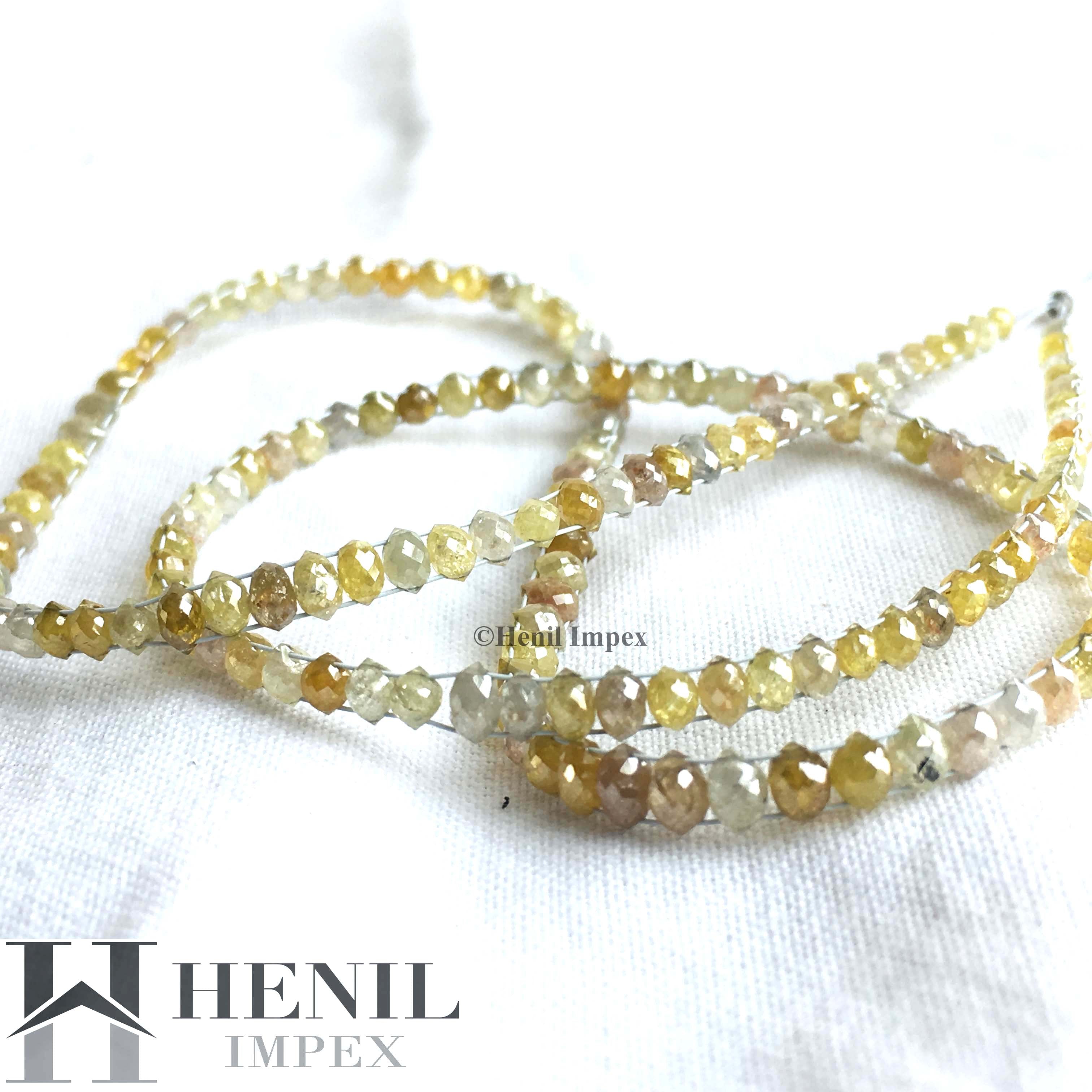 40+ Ct Natural Multi Color Double Drilled Diamonds Beads 16" Strand Necklace , Sparkling Double Drilled Drops Loose Diamond Beads