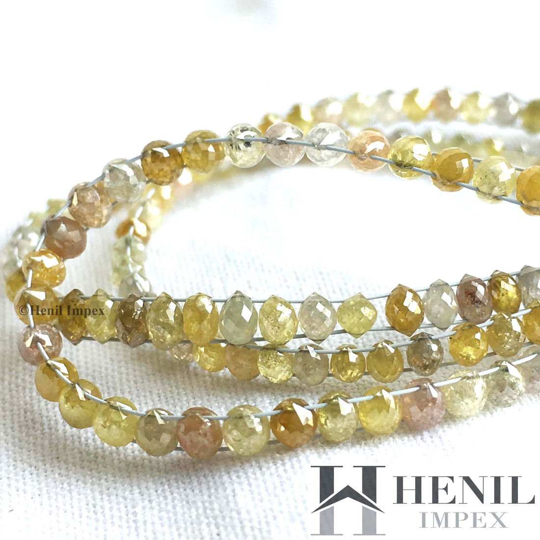 40+ Ct Natural Multi Color Double Drilled Diamonds Beads 16" Strand Necklace , Sparkling Double Drilled Drops Loose Diamond Beads