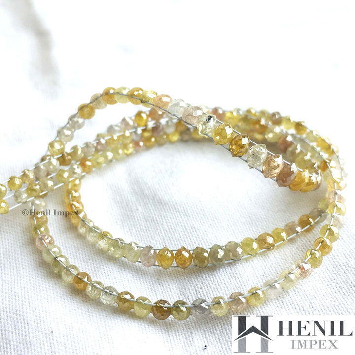 40+ Ct Natural Multi Color Double Drilled Diamonds Beads 16" Strand Necklace , Sparkling Double Drilled Drops Loose Diamond Beads