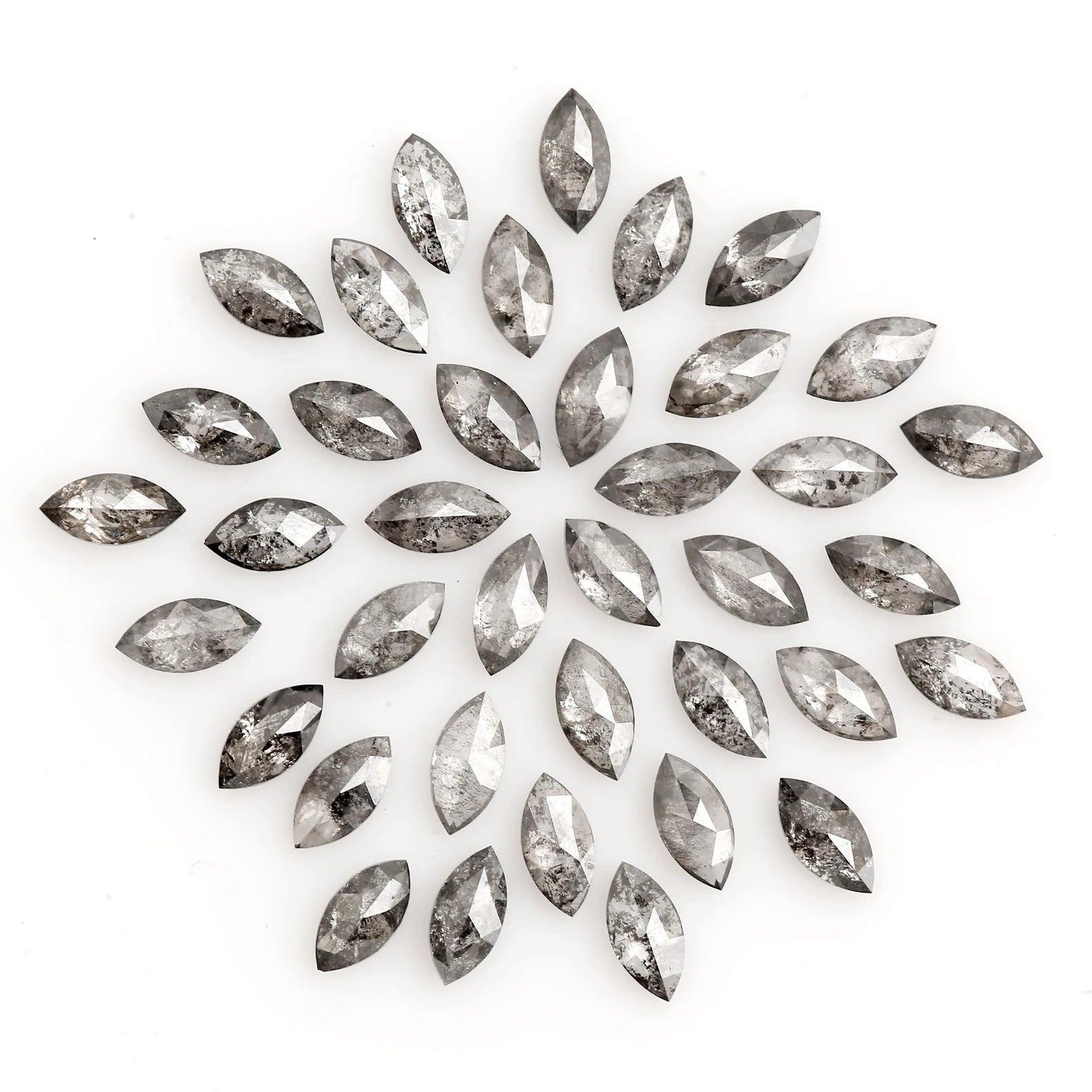 1.00 Ct 2.00 x 4.00 MM Natural Salt and Pepper Marquise Cut Loose Diamond for Engagement Ring