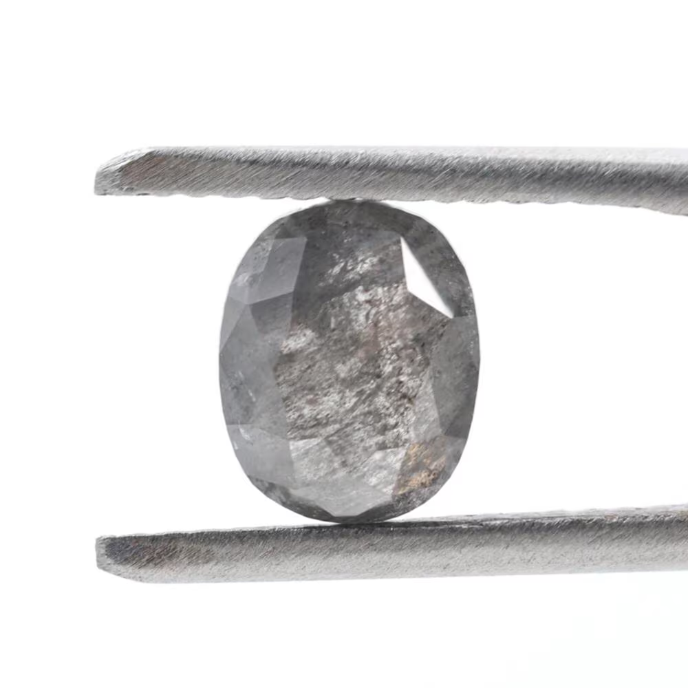 1.23 Ct Salt and Pepper Diamond, Natural Gray Smokey Oval Loose Diamonds for Minimalist Engagement Ring