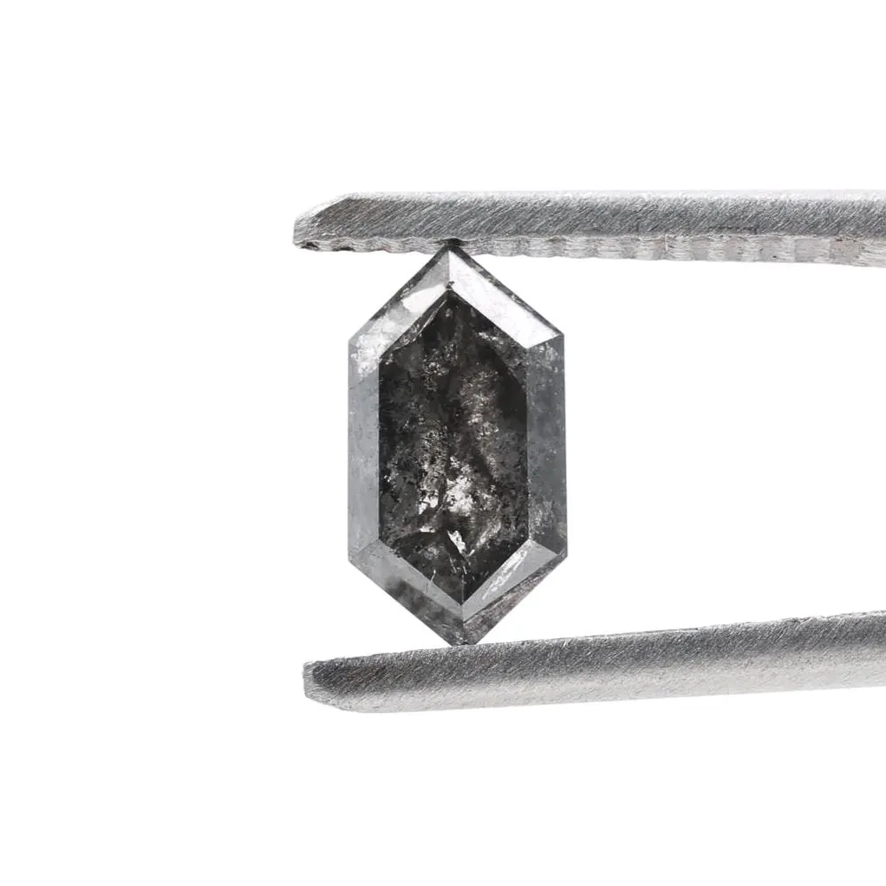 1.19 Ct Salt and Pepper Diamond, Natural Gray Color Hexagon Cut Loose Diamonds for Wedding Ring
