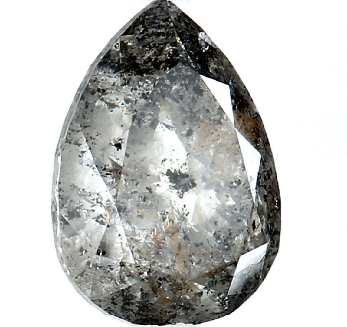 Salt and Pepper Diamond, 2.29 Ct Natural Gray Color Pear Cut Loose Diamonds for Engagement Ring