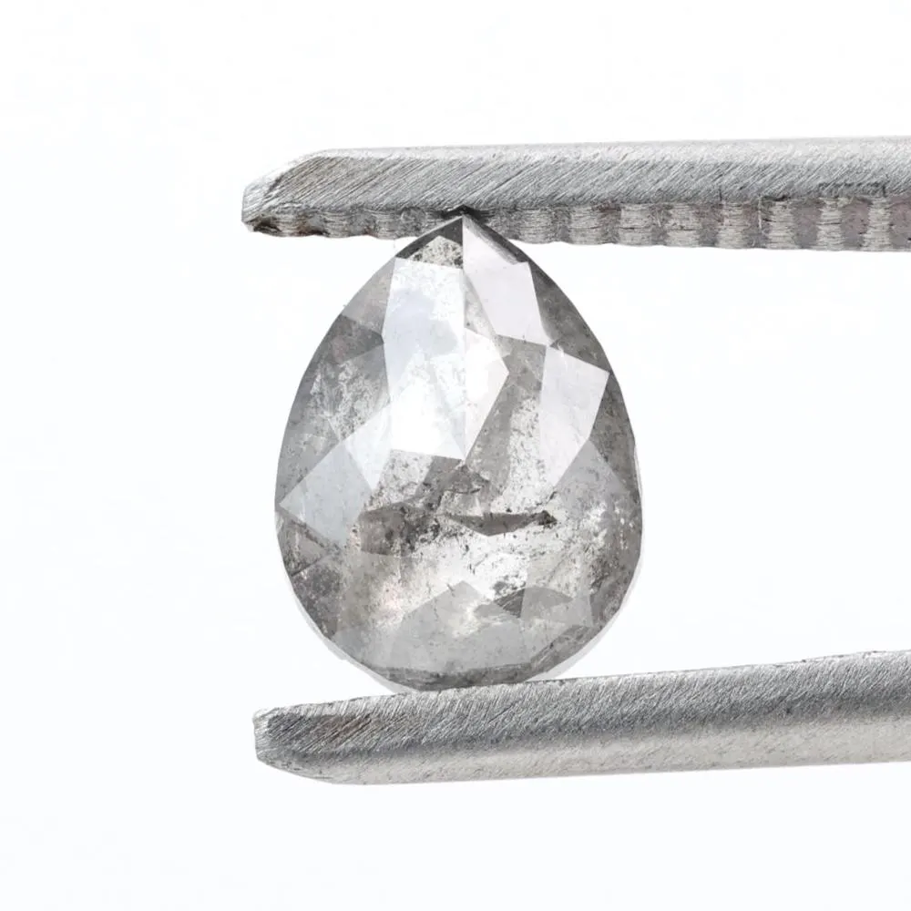 1.22 Ct Salt and Pepper Diamond, Natural Gray Color Pear Cut Loose Diamonds for Engagement Ring