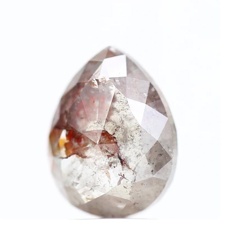 3.77 ct Salt and Pepper Diamond, Natural Brown Red Color Pear Cut Loose Diamond for Jewelry
