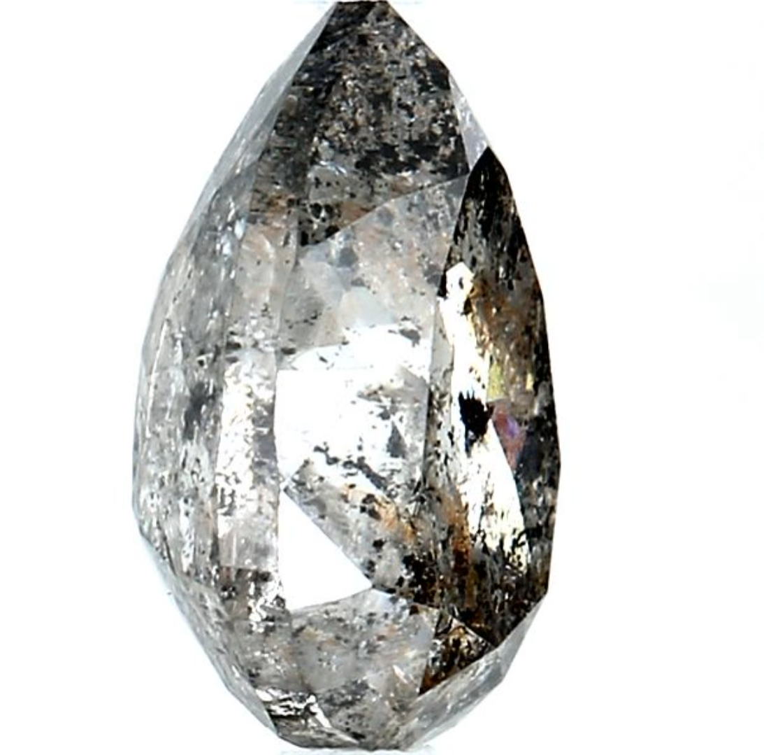 Salt and Pepper Diamond, 2.29 Ct Natural Gray Color Pear Cut Loose Diamonds for Engagement Ring
