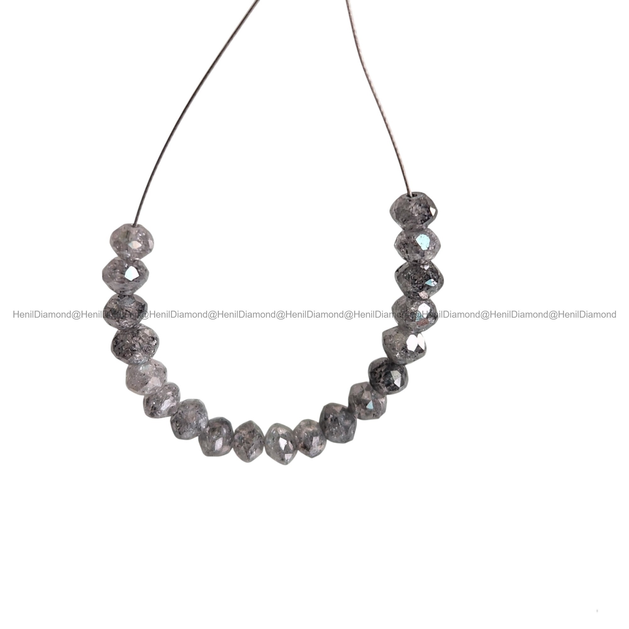 1.00 Carat Natural Gray Faceted Round Diamond Beads with Drilled Hole | 2.00-3.00 MM Loose Diamonds for Jewelry Making