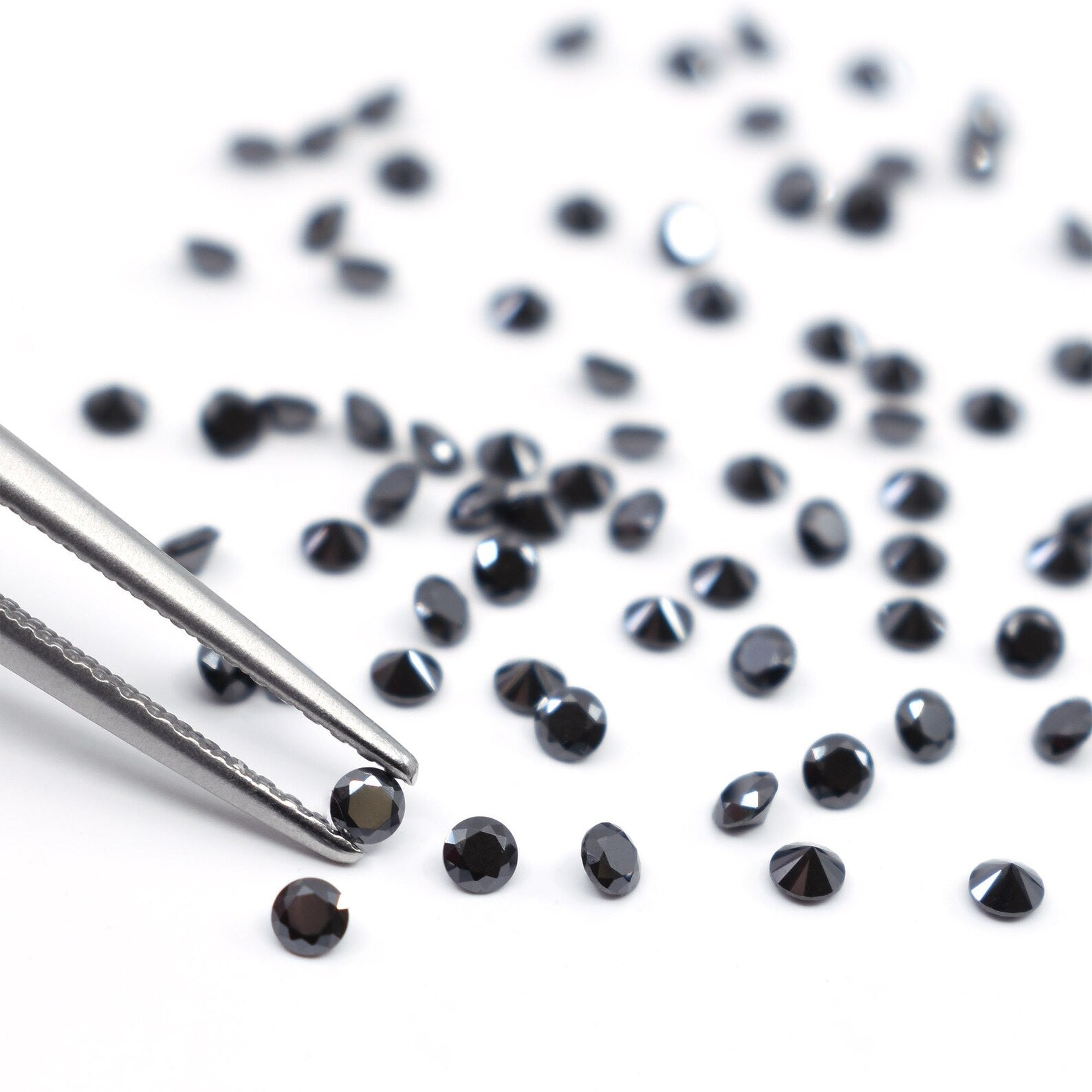 1.00 MM Natural Black Round Loose Diamonds for Jewelry, Fancy Black Color Diamond for Engagement Wedding Ring