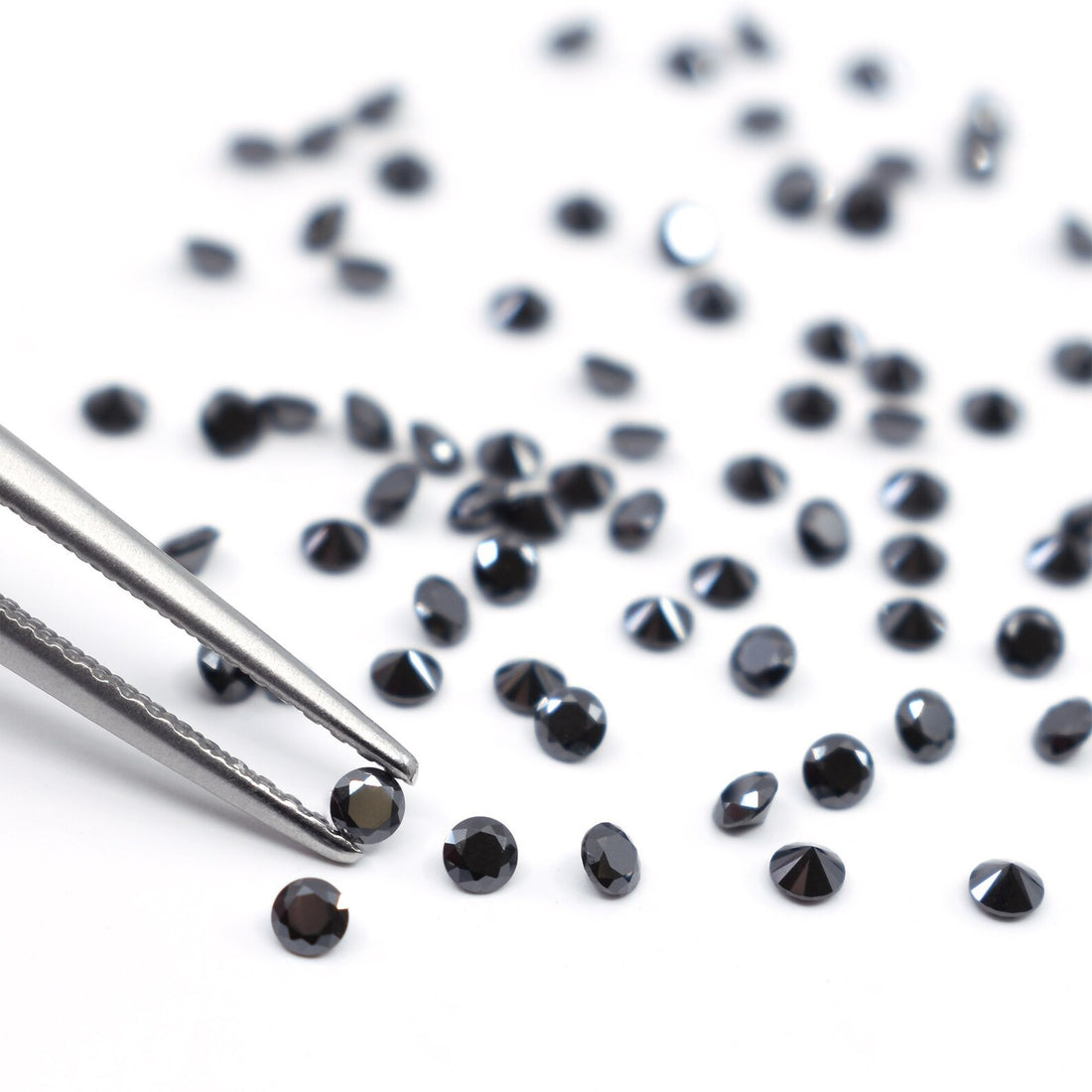 1.00 MM Natural Black Round Loose Diamonds for Jewelry, Fancy Black Color Diamond for Engagement Wedding Ring