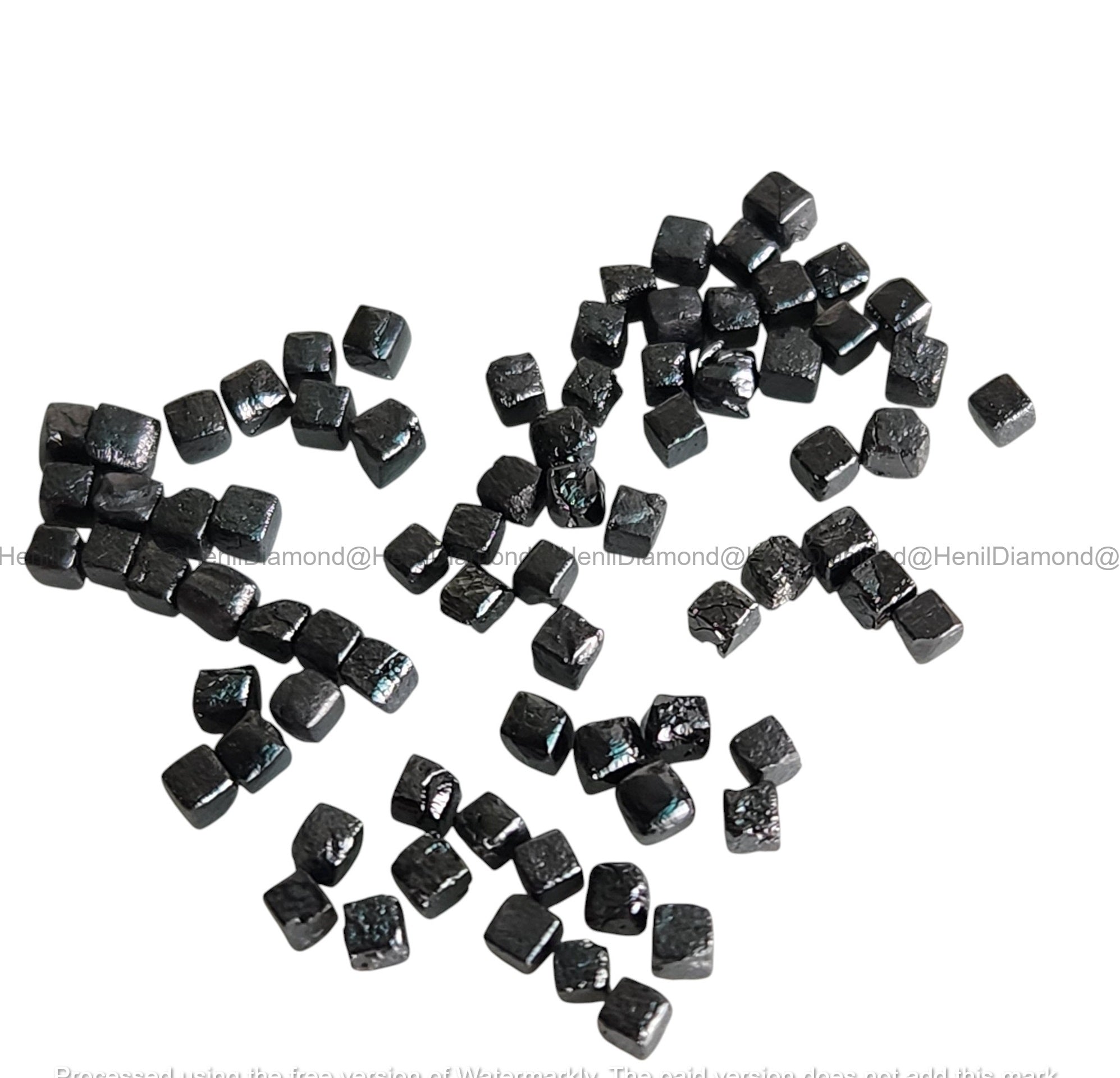 1.03 Ct 1.50-2.00 MM Natural Black Cube Rough Loose Diamond for Jewelry