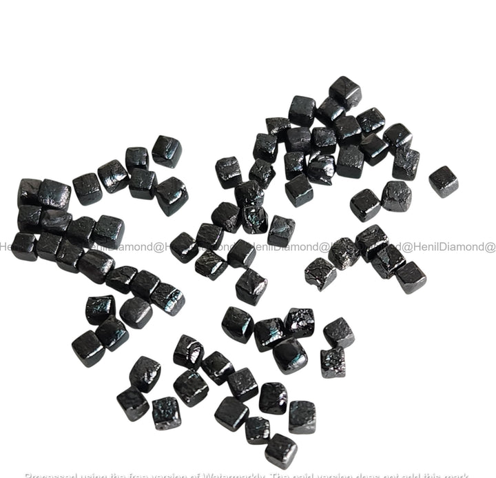 1.03 Ct 1.50-2.00 MM Natural Black Cube Rough Loose Diamond for Jewelry