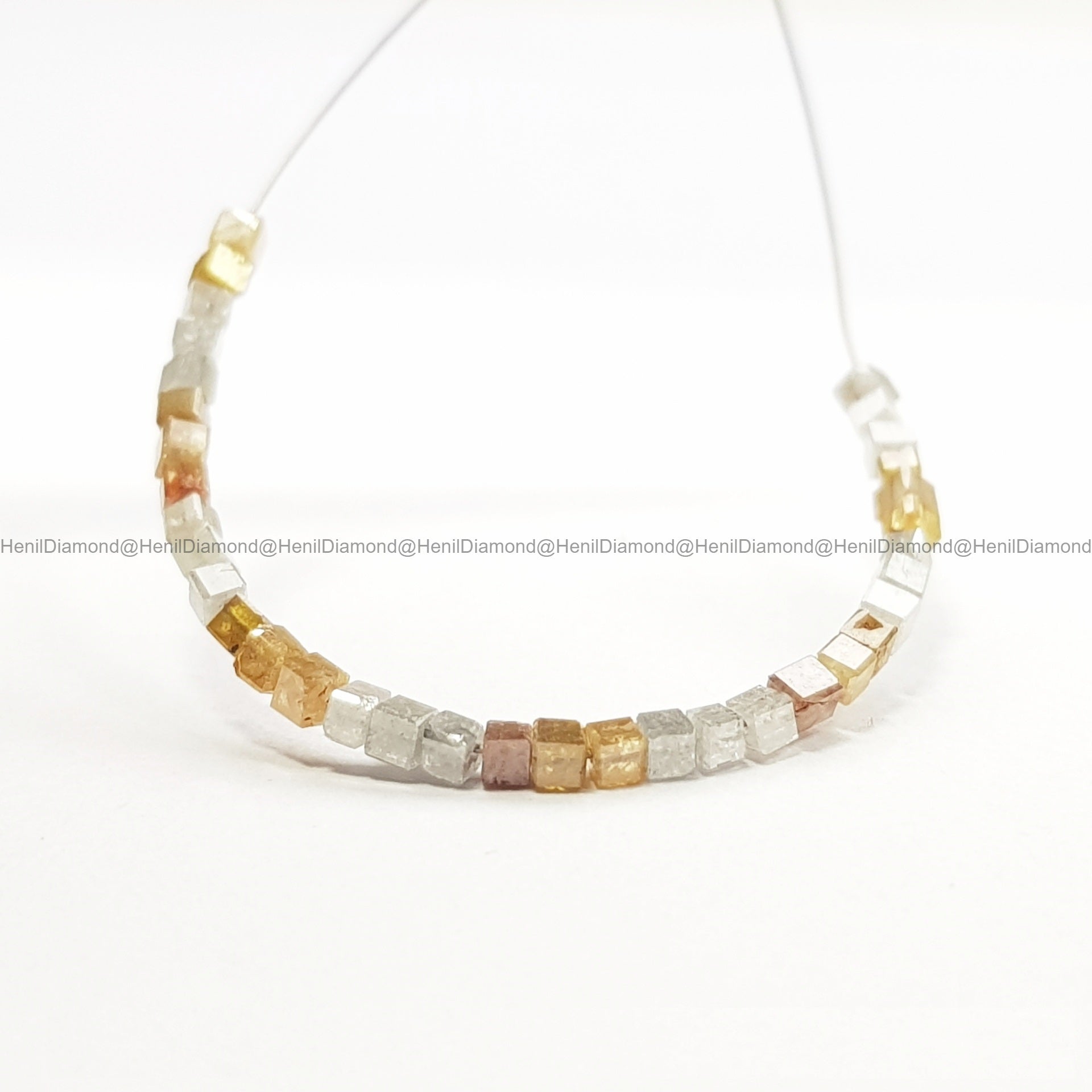 2.02 TCW Natural Yellow Gray Faceted Cube Diamond Beads with Drilled Hole | 1.50–2.00 MM Sparkling Loose Diamonds for Jewelry Making