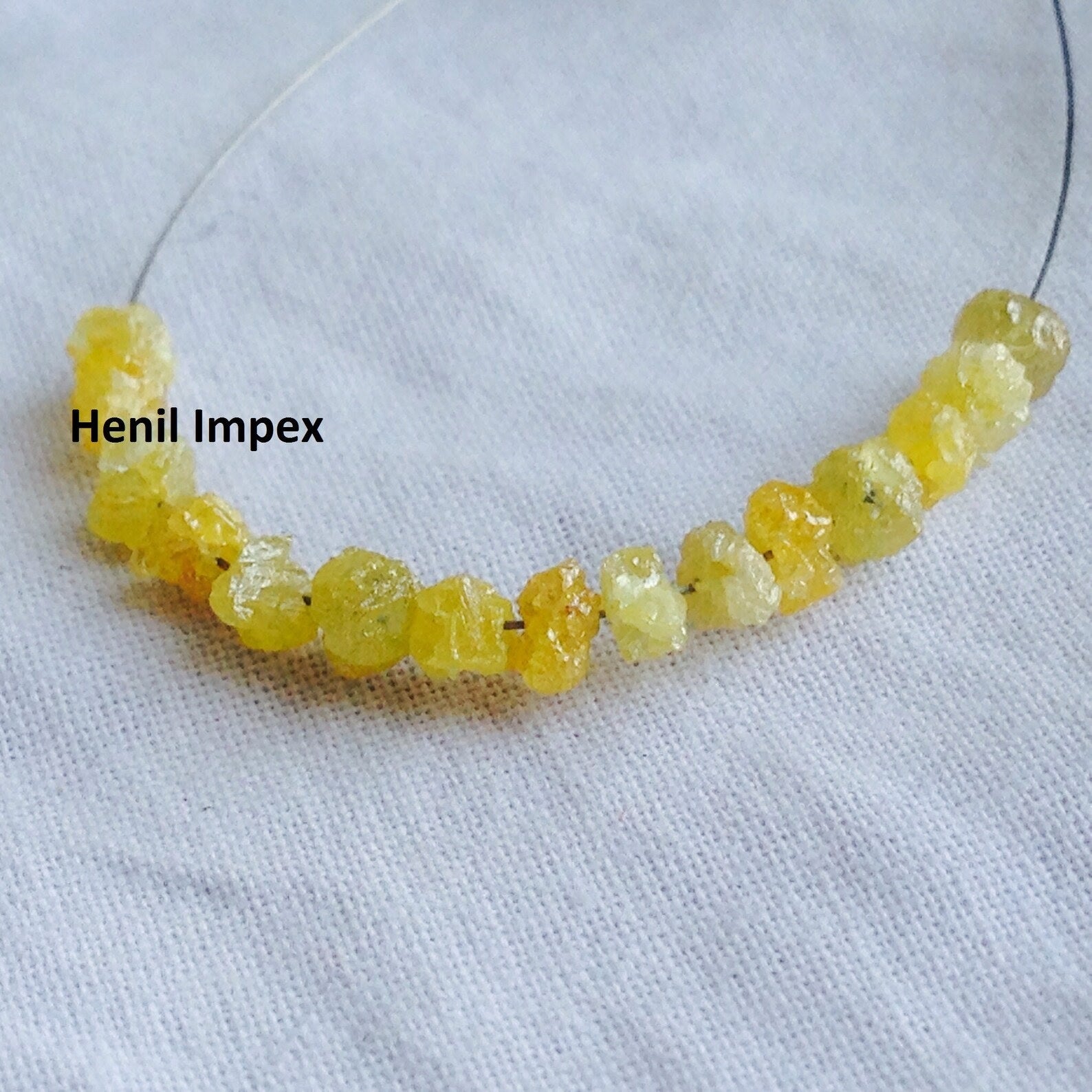 2.00 Carat Natural Yellow Color Raw Uncut Rough Loose Diamonds Beads with Drilled Hole 2.00 to 3.00 MM Size