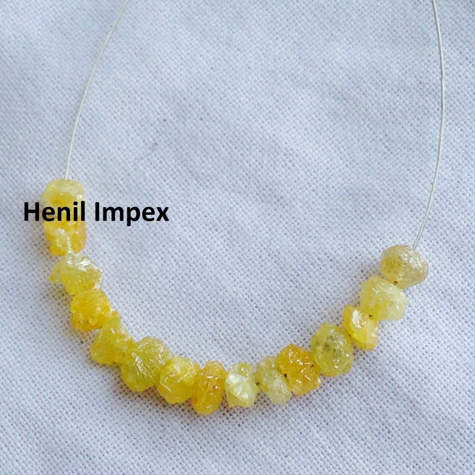 2.00 Carat Natural Yellow Color Raw Uncut Rough Loose Diamonds Beads with Drilled Hole 2.00 to 3.00 MM Size
