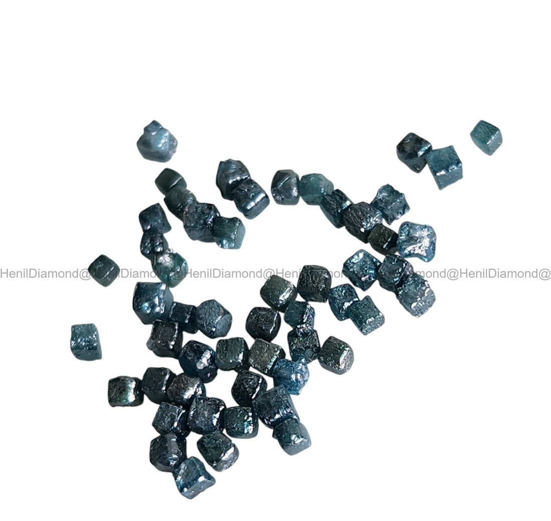 2.04 Ct 1.50-2.00 MM Natural Blue Cube Rough Loose Diamond for Jewelry