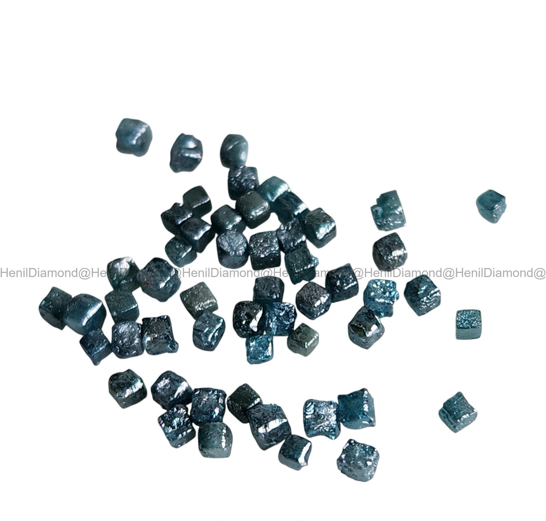 2.04 Ct 1.50-2.00 MM Natural Blue Cube Rough Loose Diamond for Jewelry