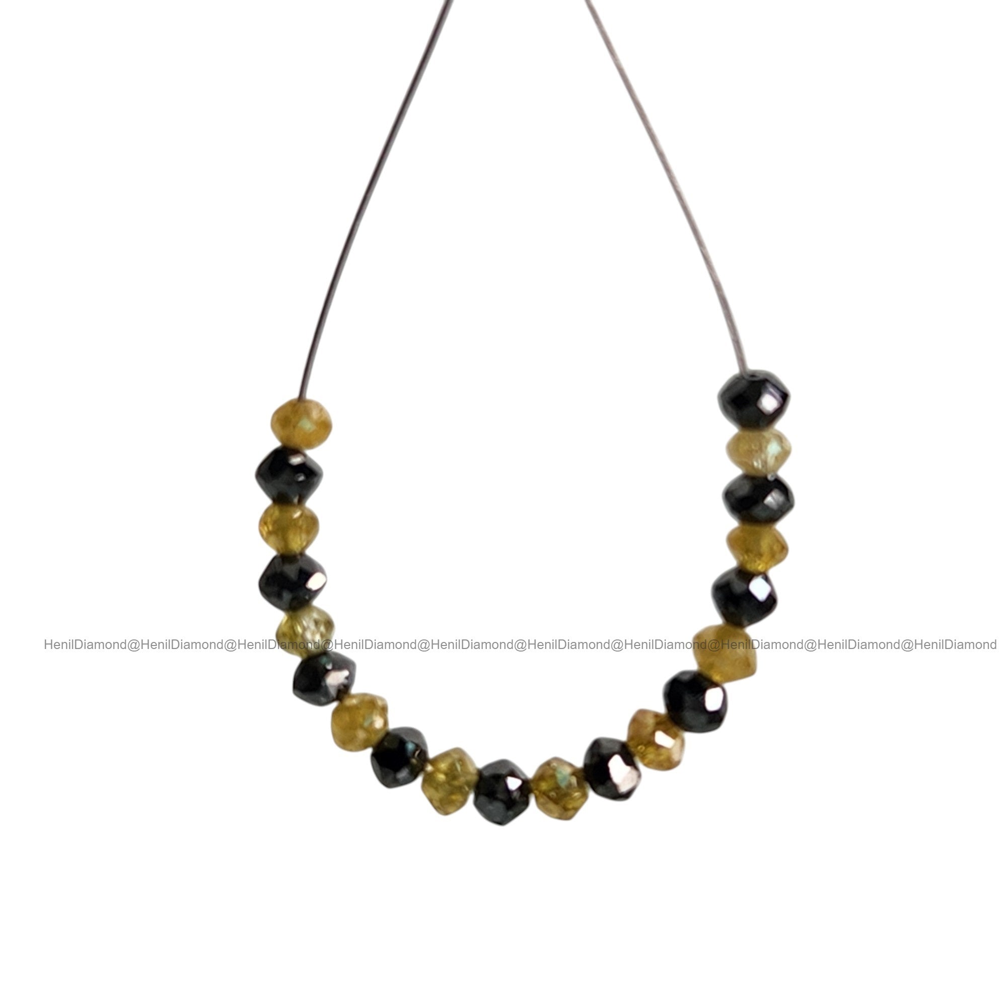 1.04 Ct Lot 1.50 to 2.00 MM Natural Yellow Black Polished Round Loose Diamonds Beads wt Drilled Hole for Strand