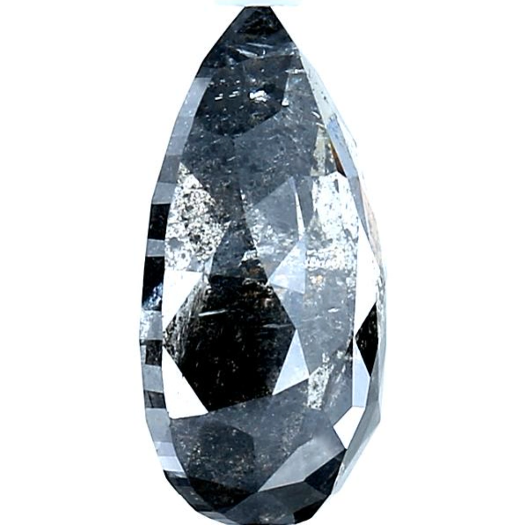 Salt and Pepper Diamond, 3.24 Ct Natural Gray Color Pear Cut Loose Diamond for Engagement Ring